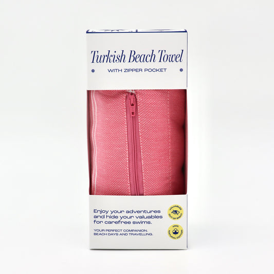 Turkish Beach Towel with Zipper Pocket - Blossom