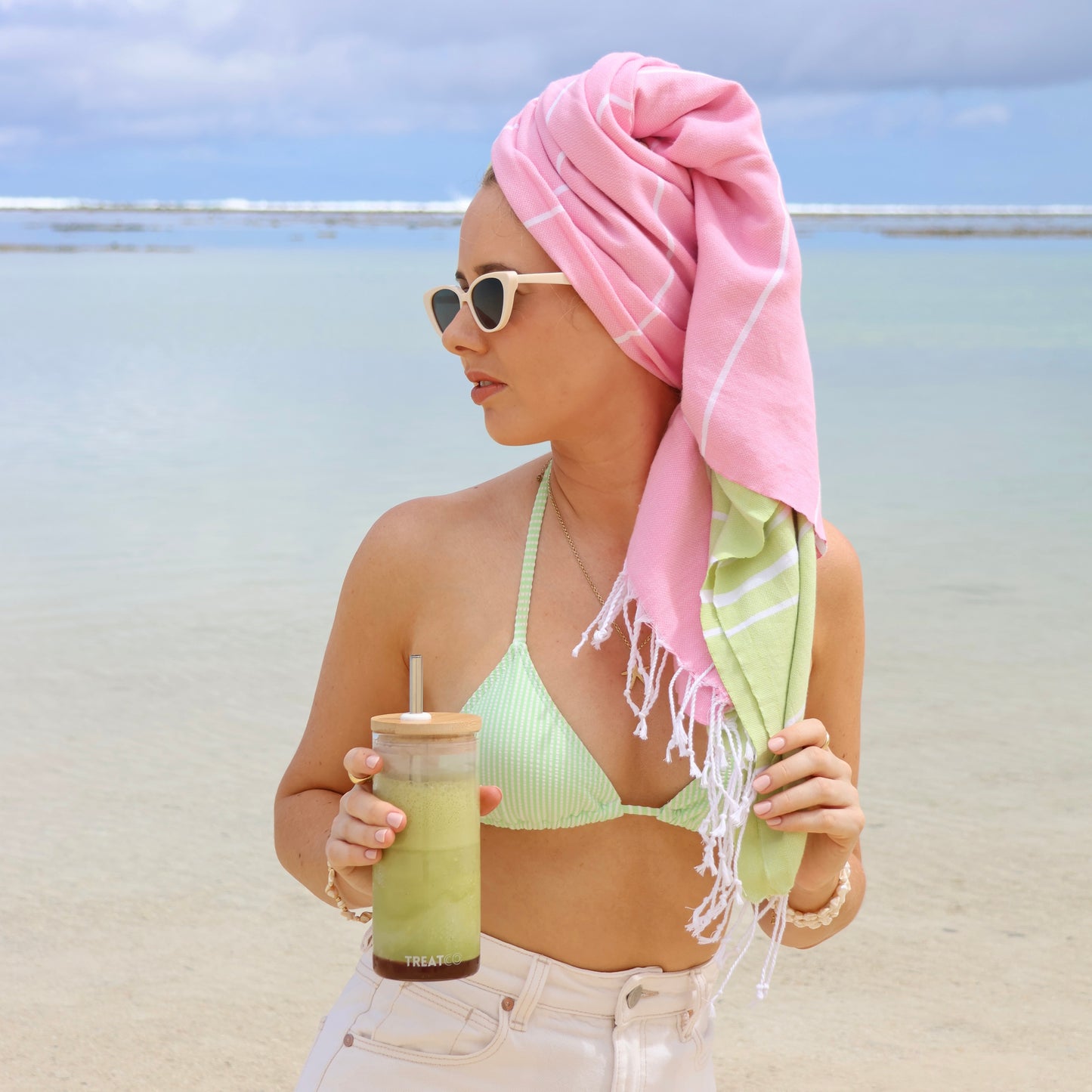 Turkish Beach Towel - Strawberry Matcha