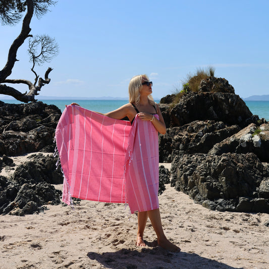 Turkish Beach Towel with Zipper Pocket - Blossom