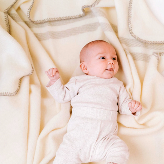 100% Pure Lambs Wool Beige Blanket