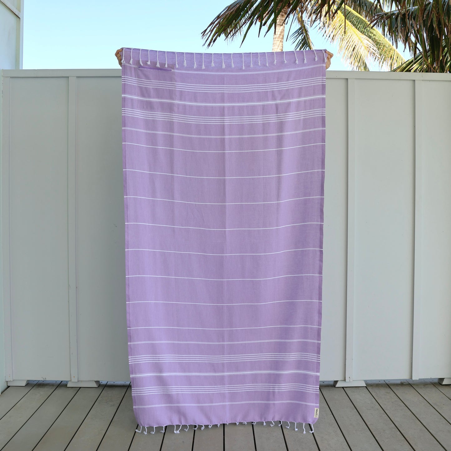 Turkish Beach Towel with Zipper Pocket - Lilac