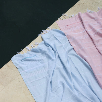 2 Pack Bundle - Turkish Beach Towel with Zipper Pocket