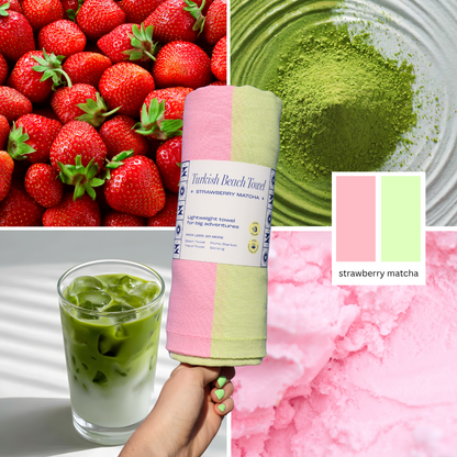Turkish Beach Towel - Strawberry Matcha