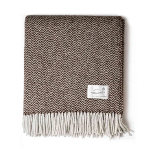 Mocha 100% Pure Lambs Wool Throw