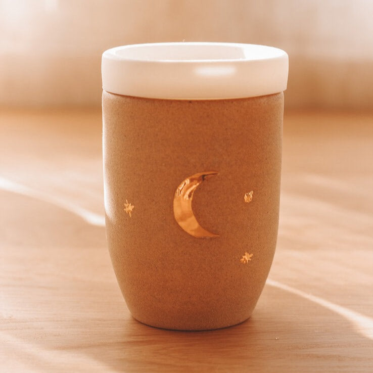 18K Golden Crescent Moon Ceramic Travel Cup