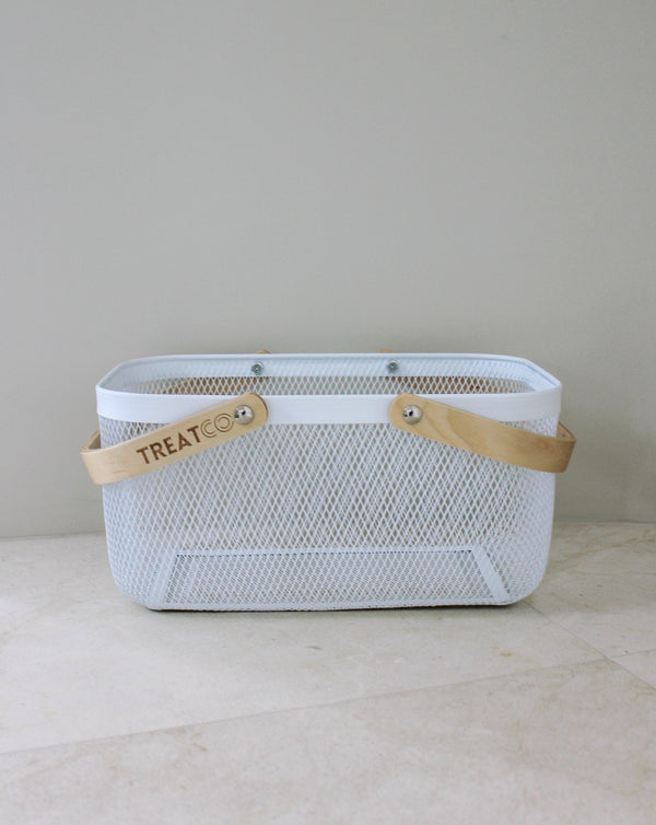 Large Wire Mesh Basket with Wooden Handle