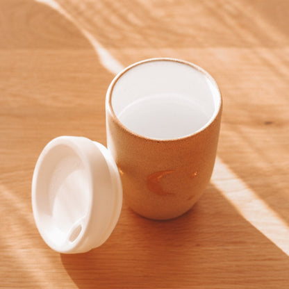 18K Golden Crescent Moon Ceramic Travel Cup