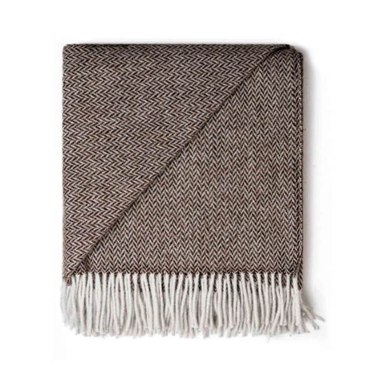 Mocha 100% Pure Lambs Wool Throw