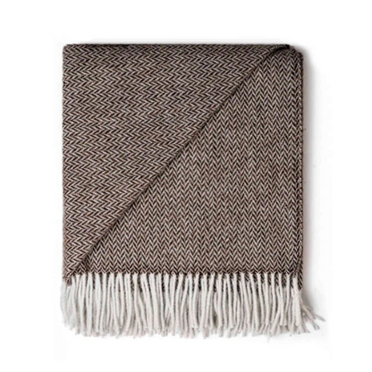 Mocha 100% Pure Lambs Wool Throw