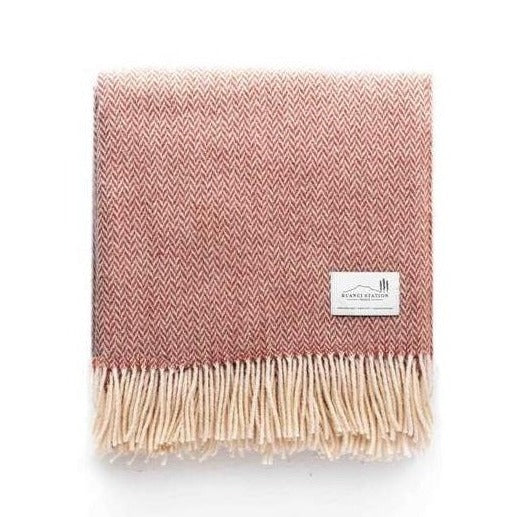 Pink 100% Pure Lambs Wool Throw