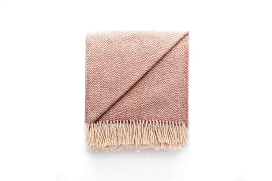 Pink 100% Pure Lambs Wool Throw