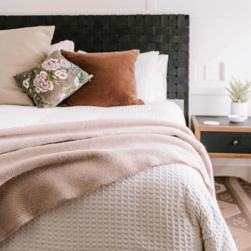 Beige 100% Pure Lambs Wool Throw