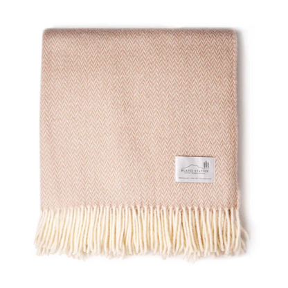 Beige 100% Pure Lambs Wool Throw