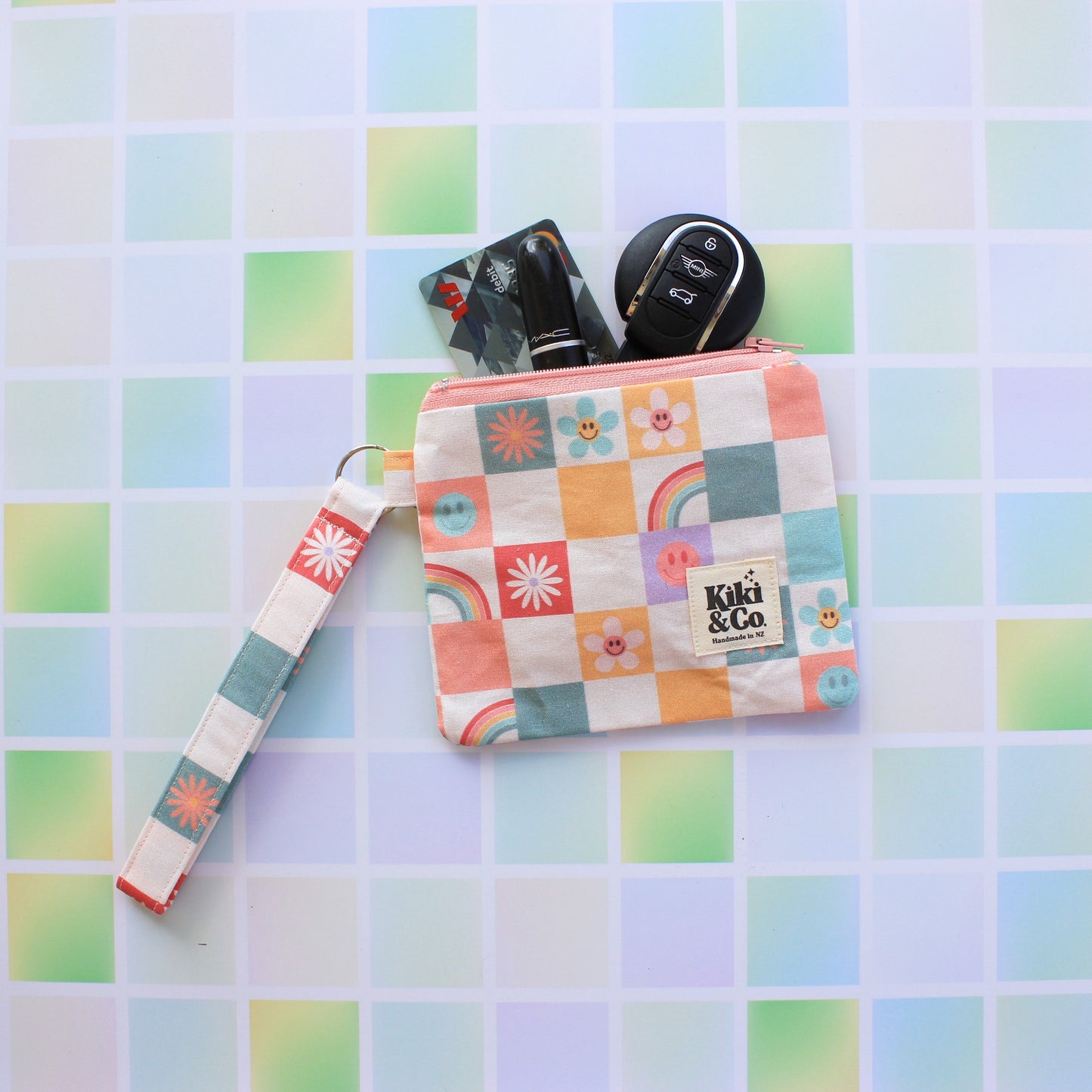 Checkered Zipper Pouch