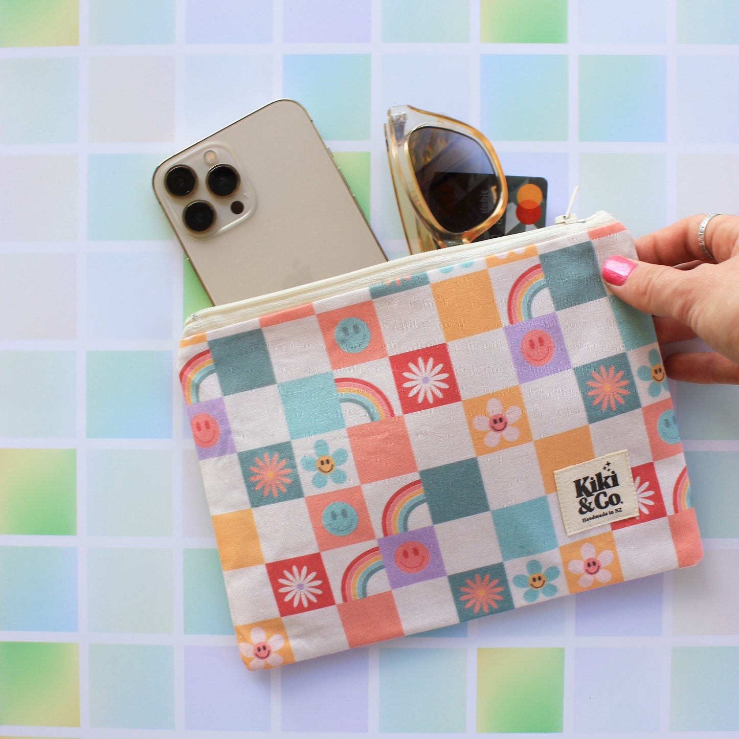 Checkered Zipper Pouch